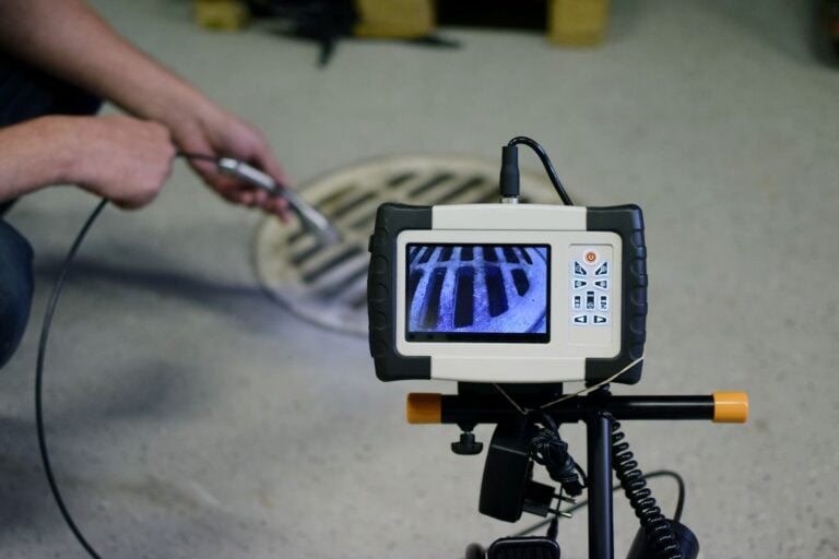 Man start using sewer inspection camera